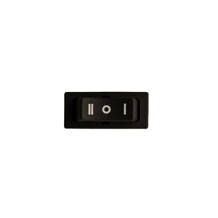 کلید راکر مستطیلی 3 پایه سه حالته دو طرف فنری مشکی
