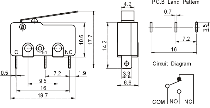 میکروسوییچ کوچک اهرمی KW11-3Z