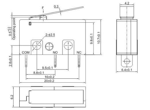 میکروسوییچ کوچک اهرمی KW11-3Z