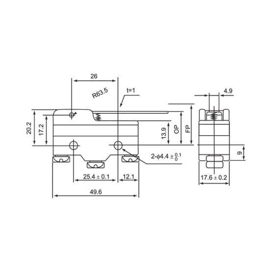 میکروسوییچ اهرمی بلند Z-15GW-B