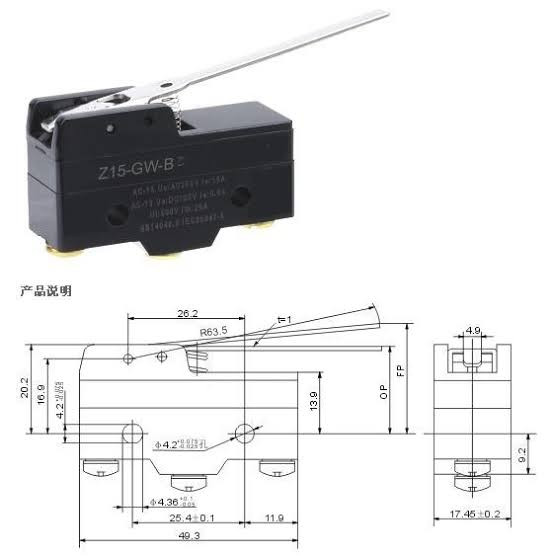 میکروسوییچ اهرمی بلند Z-15GW-B